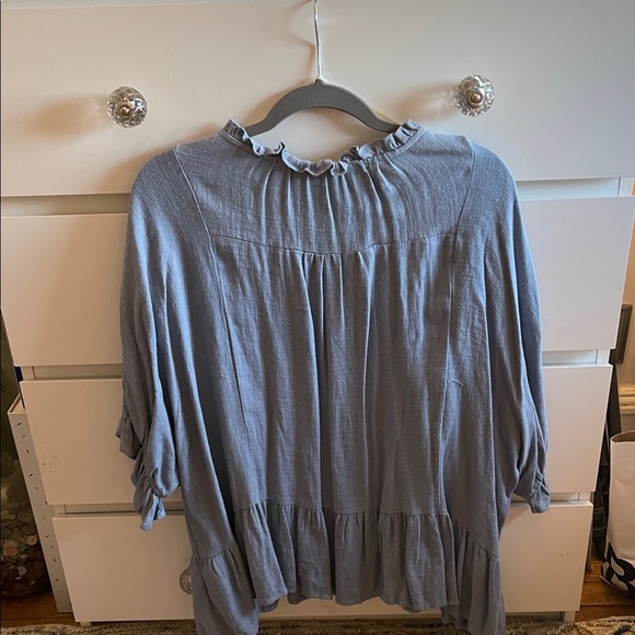 Umgee Dusty Blue Ruffle Blouse - Picture 5 of 6